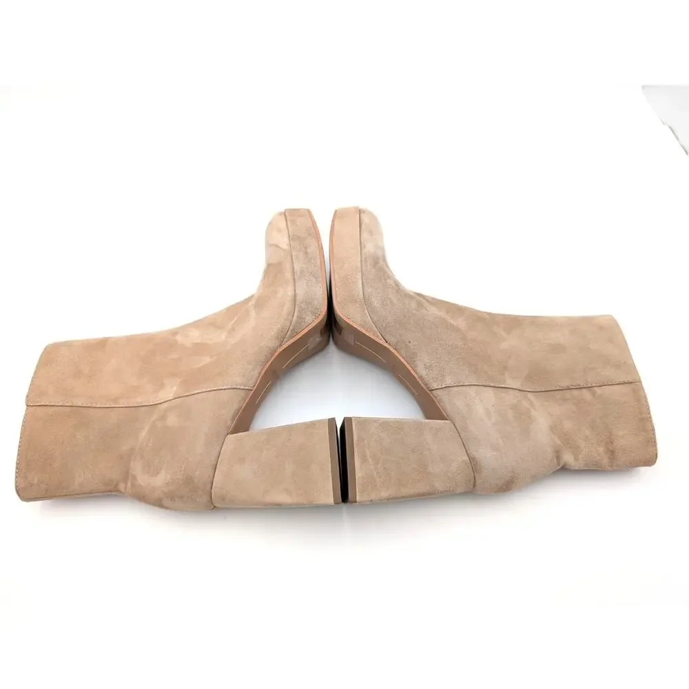 Dolce Vita Ulyses Platform Ankle Boots Square Toe Women's Beige Size US8.5 EU39